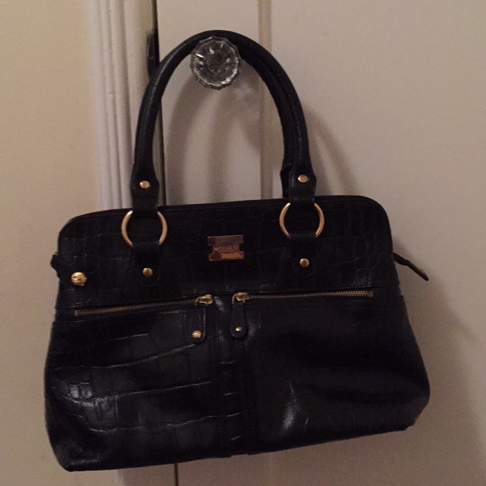 Modalu black croc leather Pippa bag